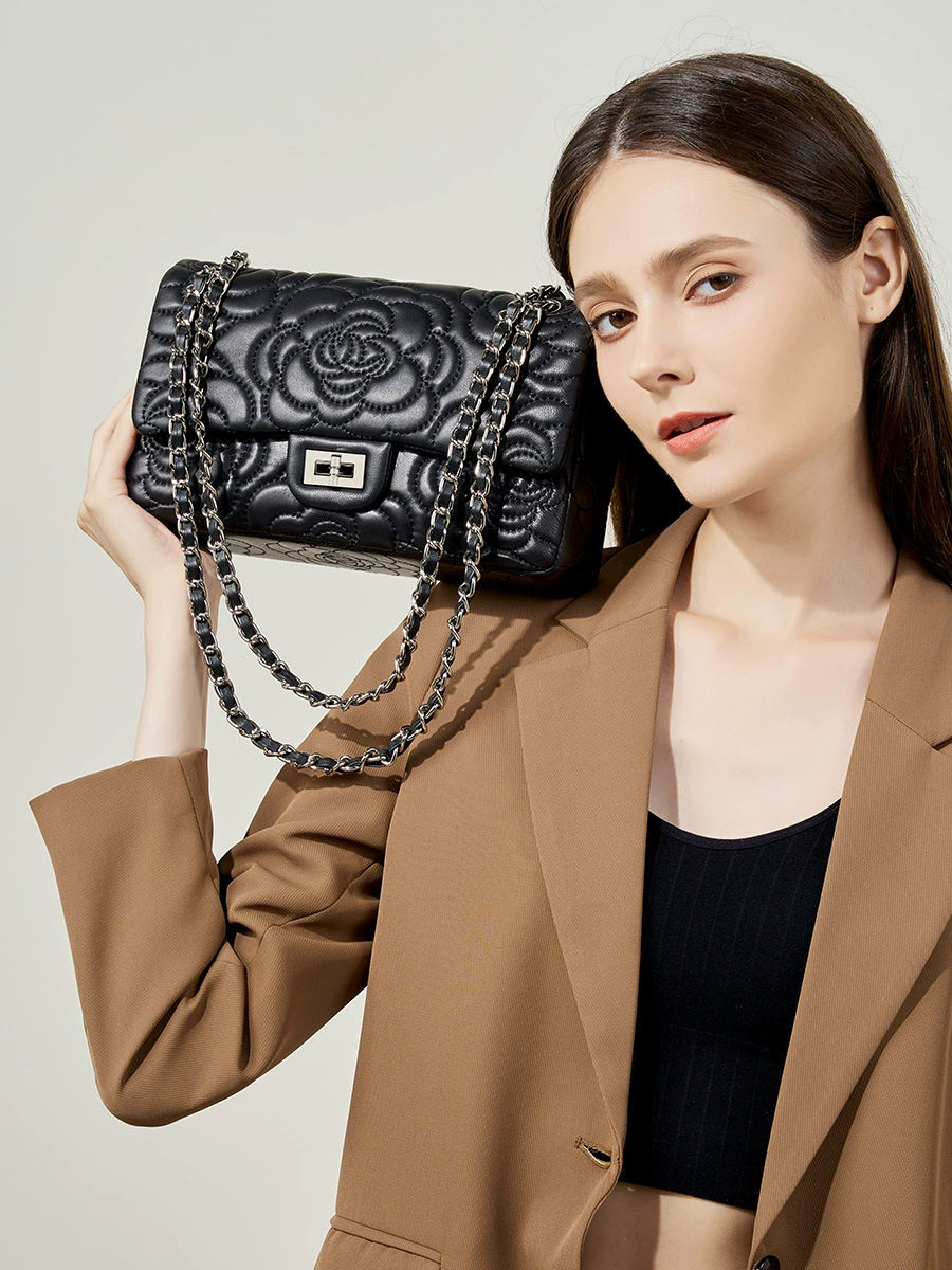 Горный чай, чай «Горное облако», цепочка, сумка через плечо, стиль Chanel, натуральная кожа, западный стиль