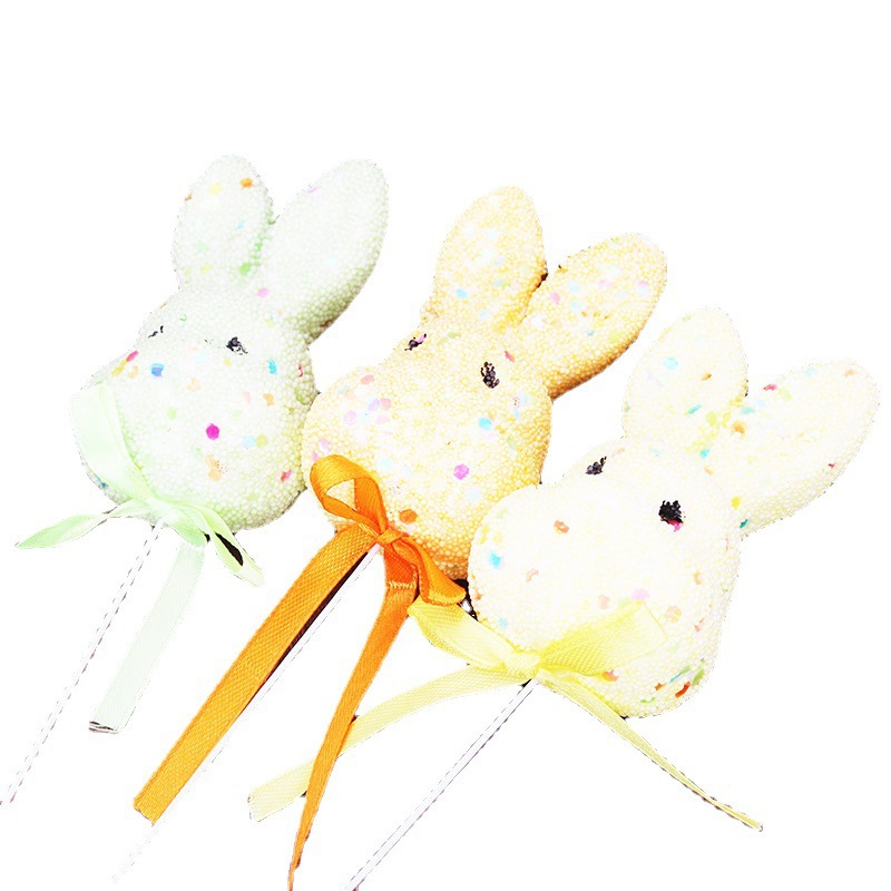Nuevas decoraciones de Pascua 9 * 5cm espuma colorida conejo huevo de resurrección conejo huevo de resurrección