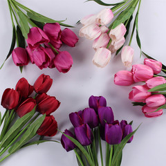 Manufacturer supplies 40cm 9-petal tulip home decoration bouquet artificial tulip everlasting flower chiffon flower