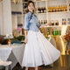 Memories of Beauty Spring and Summer New Girls Fresh Chiffon Cheongsam Daily Fresh Improved Cheongsam Dress Set