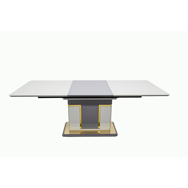 mesas de comedor exportación MDF mesa de comedor lujo nórdica moderna tabla de vidrio templado plegable
