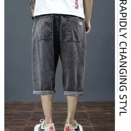 Pantalones cortos de mezclilla de verano para hombres 2024 pantalones cortos de mezclilla coreanos finos sueltos rectos casuales de verano