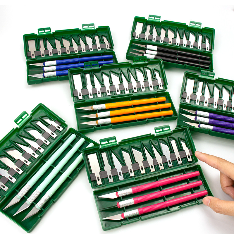 雕花小刀工具13件雕刻刀套装美工刀模型刀橡皮章刻刀剪纸手工制作