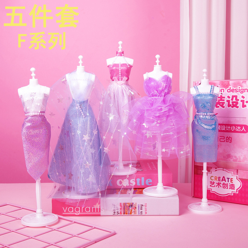Kit de materiales para diseño de ropa infantil, juguetes de diseño, vestido Hanfu, juego de imitación, creativo, hecho a mano, educativo