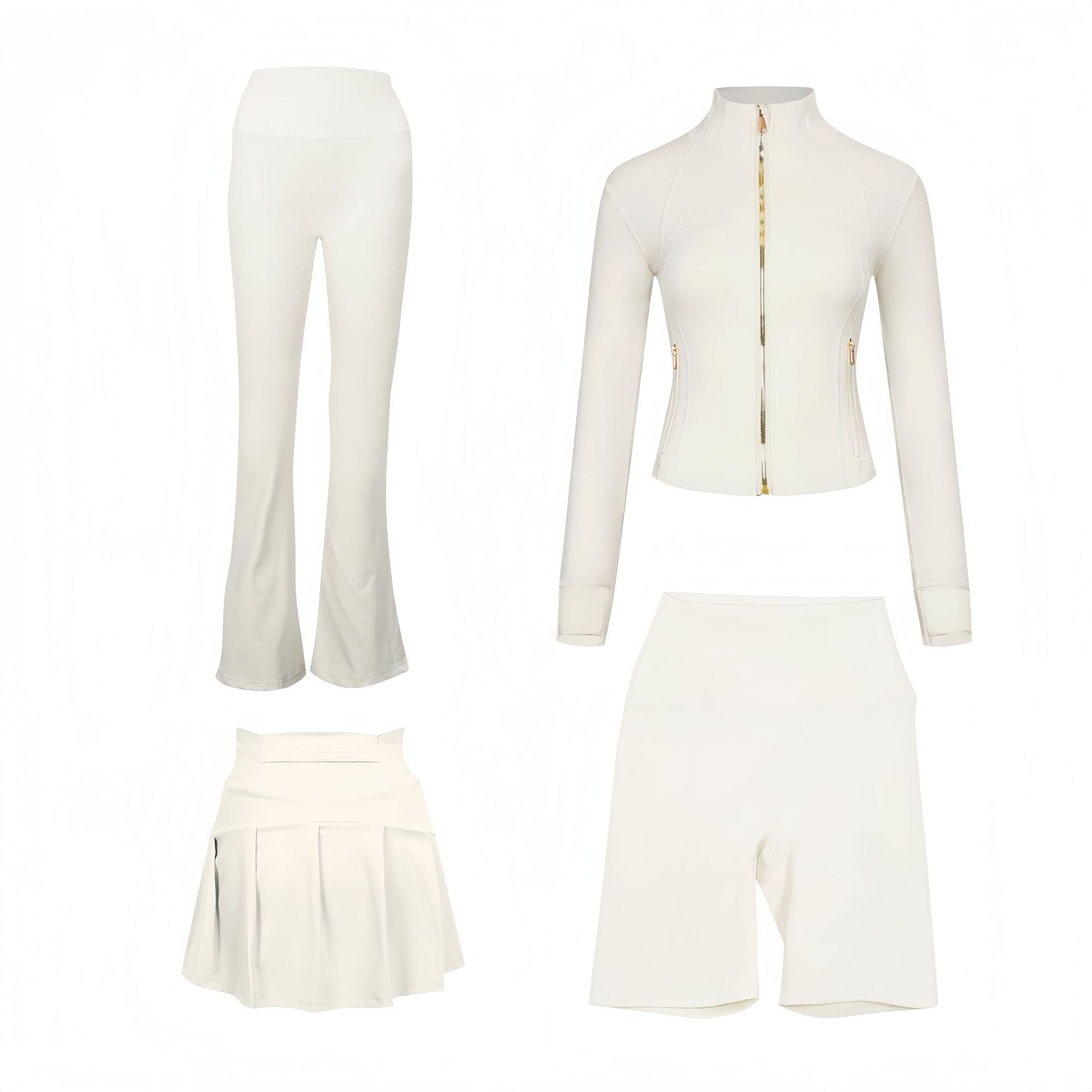 Women's Slim Fit Elastic Active Set With Jacket And Skirt_voghion.com