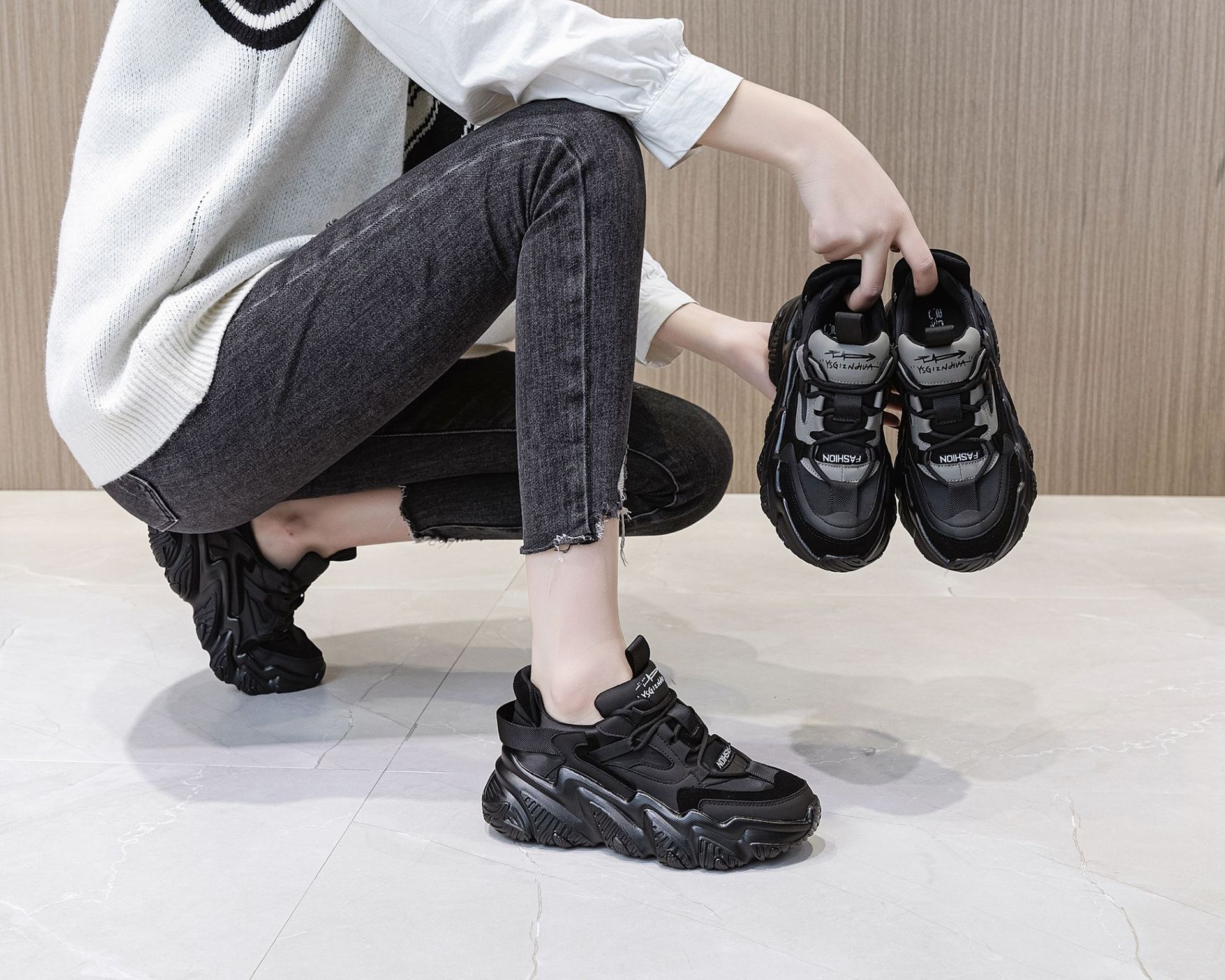 European Station Torre Shoes Women's Large Size 4142 Velvet Autumn and Winter New All-Match Thick Bottom Small Size Sneakers 31 32 33