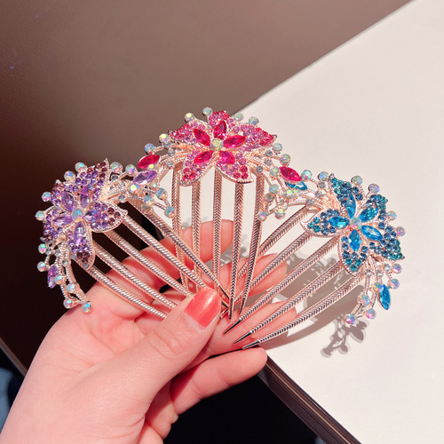 Korean style alloy rhinestone hair comb, elegant women's antique-style high-end hair comb, hairpin hairpin accessories