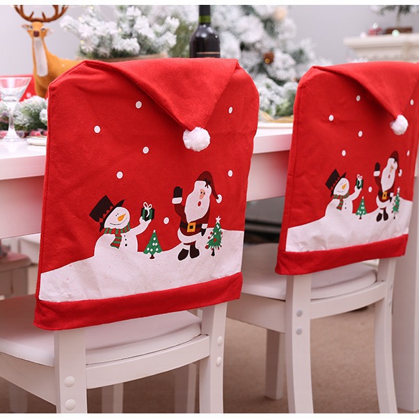 Lindo Santa Claus silla cubierta no tejida impresa mesa y silla decoración hogar cocina suministros de Navidad cubierta de la silla de Navidad