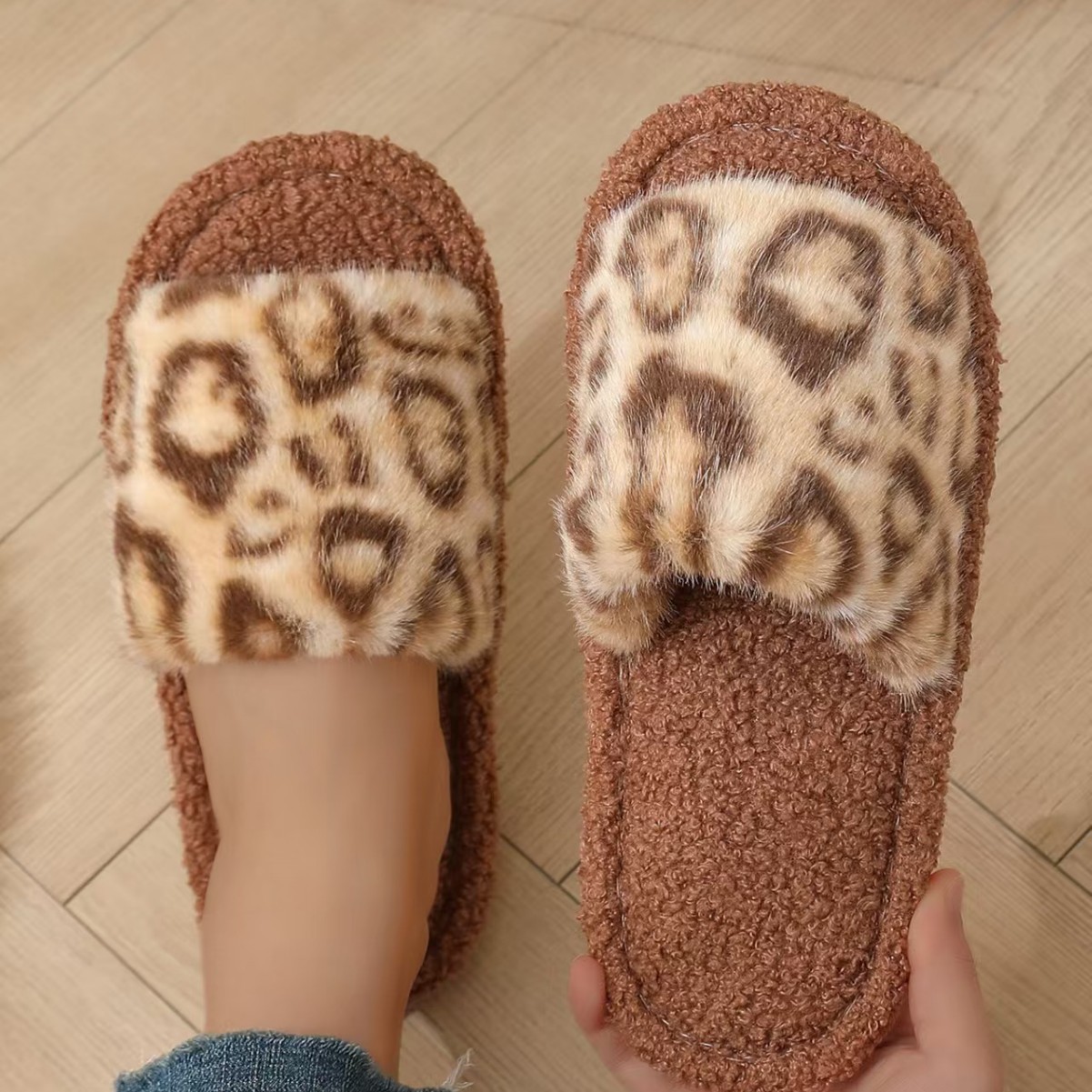 Baotou transfronterizo damas otoño invierno interior y exterior soleas cálidas de peluche zapatillas de algodón zapatillas de espuma EVA suela