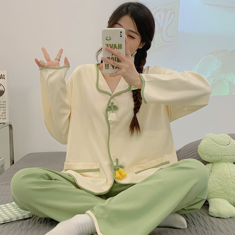 Pajamas for Women Pure Cotton Spring and Autum 2025 New Long-Sleeved Sweet Autum and Winter Large Size Home Wear Set Can Be Worn Outside Pajamas for Women Pure Cotton Spring and Autum 2025 New Long-Sleeved Sweet Autum and Winter Large Size Home Wear Set Can Be Worn Outside