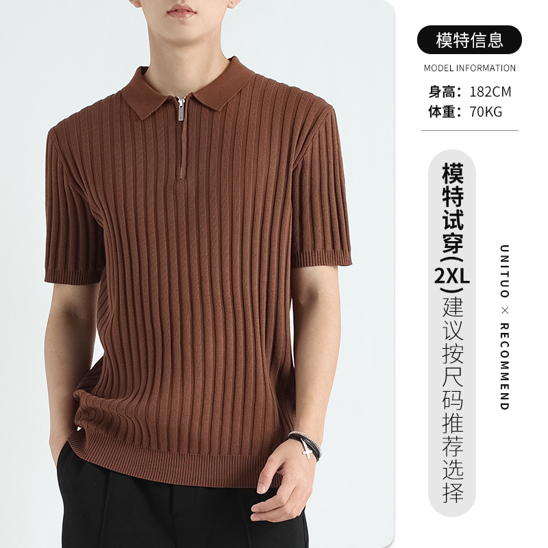 Camiseta de polo de hombre de alto nivel de seda de hielo secado rápido ropa de hombre Casual Paul sensación camiseta de polo de mangas cortas sensación de hielo hombre