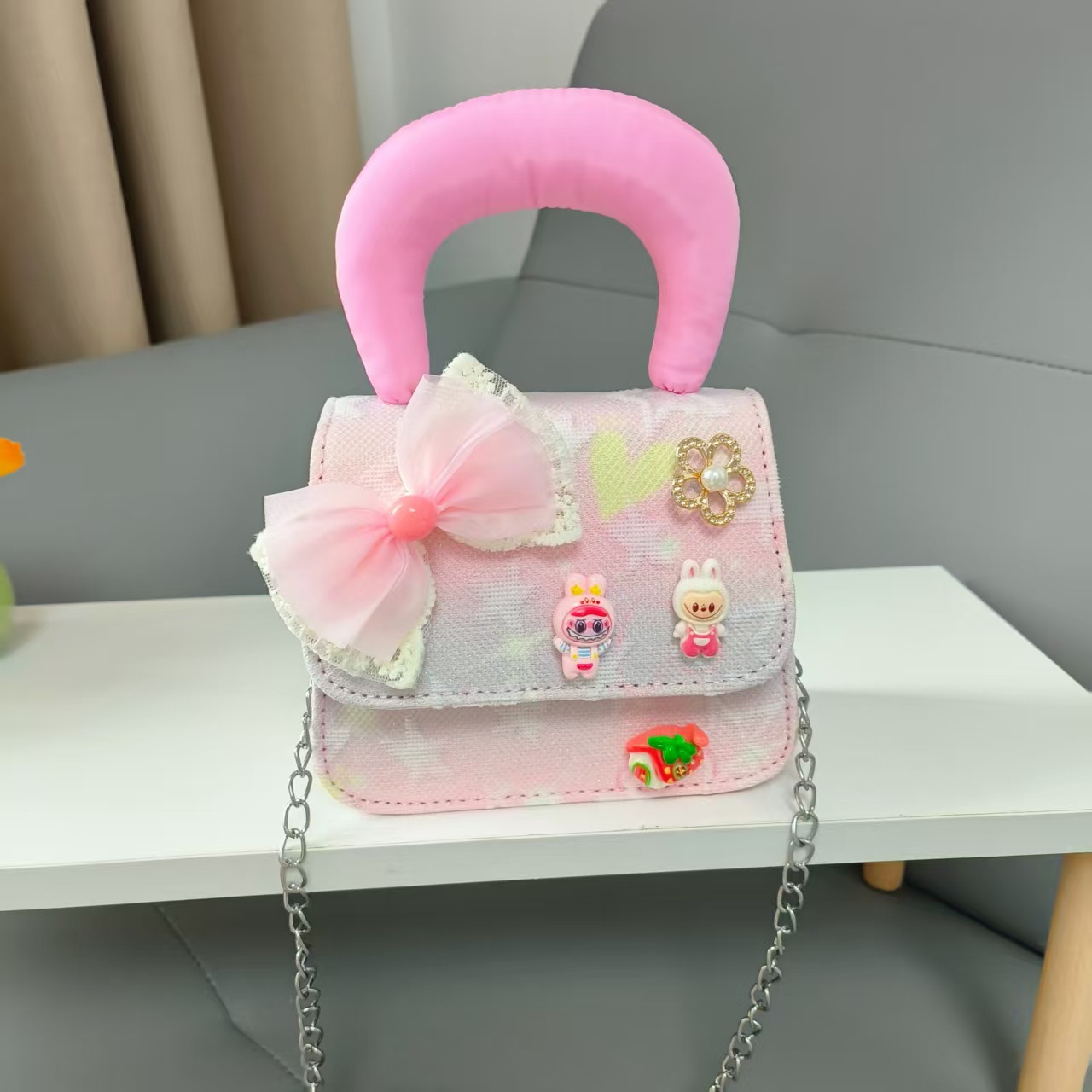 Bolso de princesa de arco de Año Nuevo para niños bolso de Año Nuevo bolso de hombro de dibujos animados cadena pequeña bolsa de accesorios de viento fragante