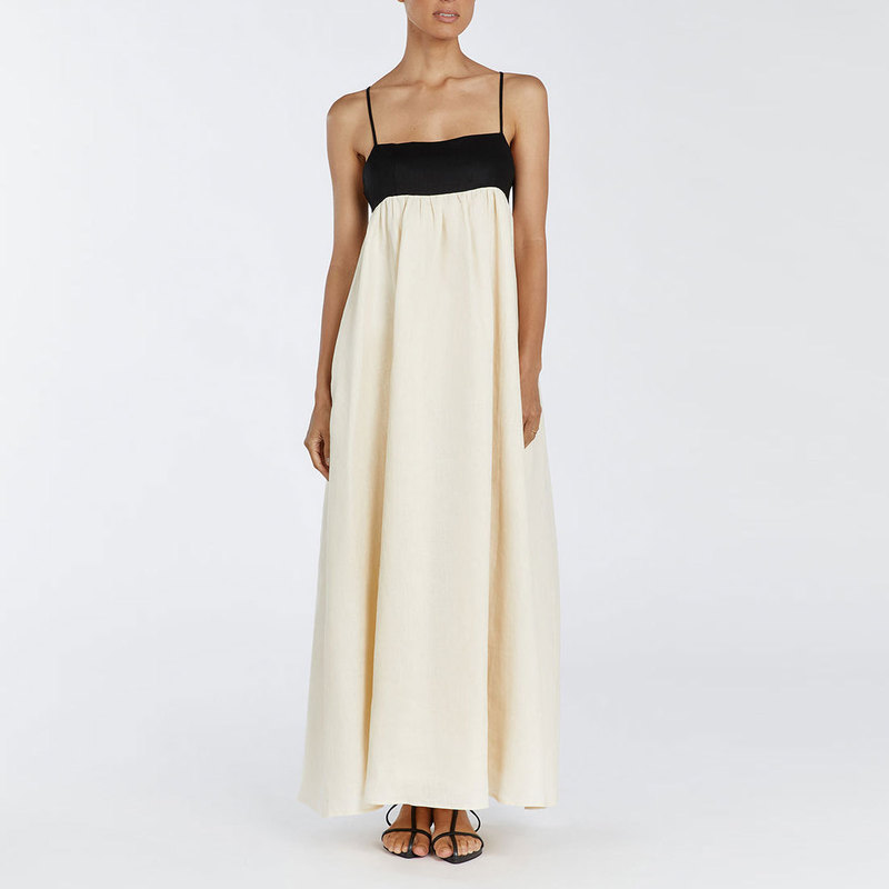 Cross-Border Fashion Casual Lazy Splicing Cotton and Linen Suspender Jumpsuit Vacation Long Skirt Amazon Ins Style European and American Wholesale Cross-Border Fashion Casual Lazy Splicing Cotton and Linen Suspender Jumpsuit Vacation Long Skirt Amazon Ins Style European and American Wholesale