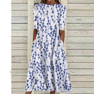 2025 Amazon Independent Site Spring and Summer New Women's Long Dress European and American Hot-Selling Digital Print Loose Dress 2025 Amazon Independent Site Spring and Summer New Women's Long Dress European and American Hot-Selling Digital Print Loose Dress