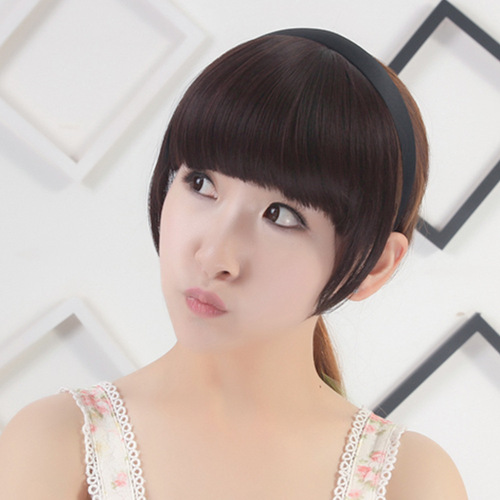 Wig bangs, fashionable and realistic headband with bangs, Korean sweet headband with bangs, wig piece with sideburns