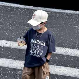 童装男童短袖T恤夏季2024新款男大童棉半袖儿童夏装潮