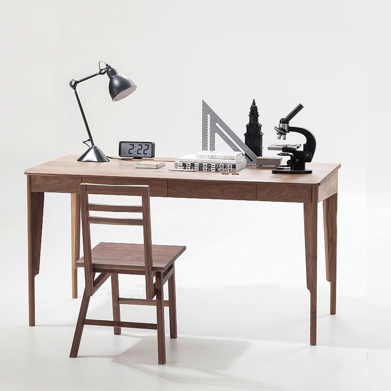 Nordic Solid Wood Home Computer Desk Writing Table Black Walnut Office Study Writing Solid Wood Desk Gaming