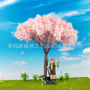 Sand table model tree micro landscape decoration mini cherry tree new iron wire flocking flower tree G color