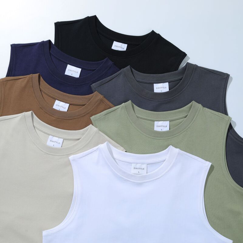 Japanese Quality Combed Cotton Round Neck Sleeveless T-Shirt Vest Women's Trendy Brand Solid Color Loose Casual Running Vest in Stock