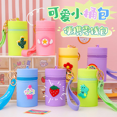 Cute Mini Bucket Bag, Portable Water Bucket Coin Purse, Silicone Coin Case, Earphone Organizer Bag, Keychain Accessory