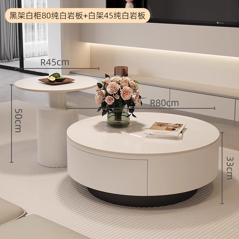 デザイナーの新しいライト高級ラウンドスレートコーヒーテーブル小さなアパートのリビングルームホームミニマリストティーテーブルハイエンドの組み合わせ|undefined