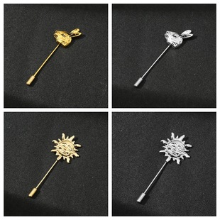 Korean Style Retro Brooch, Men's Small Suit Plug-In Brooch Jewelry, Original Retro Rabbit Head Plug-In Long Needle Style