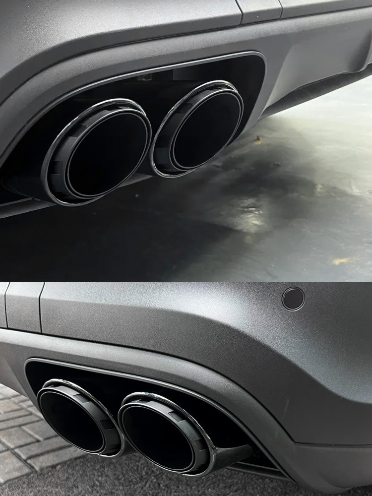 Suitable for 18 to 24 years Porsche Cayenne tail throat exhaust pipe modification three-layer four-out stainless steel black tail mouth