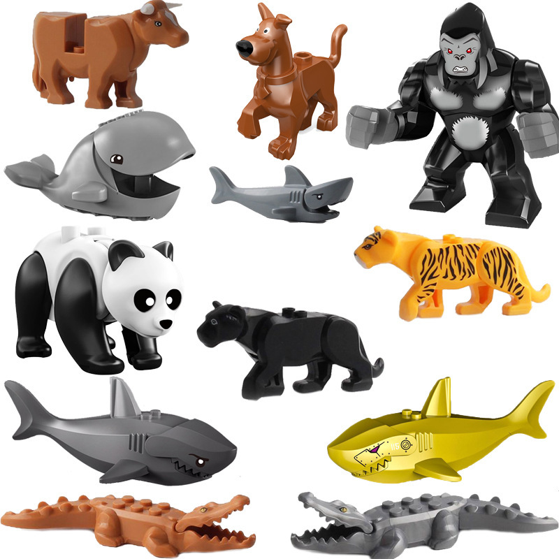 Small particle building block animal orangutan crocodile shark leopard whale Arctic panda building block toy bag cross-border foreign trade Small particle building block animal orangutan crocodile shark leopard whale Arctic panda building block toy bag cross-border foreign trade