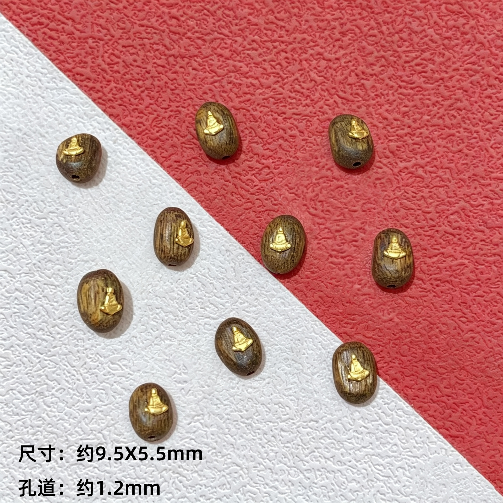 s925 ancient silver gold-plated agarwood spacer beads bracelet DIY accessories loose beads gold-plated decorative beads spacer pieces jewelry materials