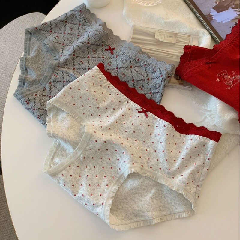 Women's Pure Cotton Cream Jacquard Panties, Extended Length, Pure Cotton Antibacterial Crotch, Sweet Lace Trim, Polka Dot Girl's Briefs Women's Pure Cotton Cream Jacquard Panties, Extended Length, Pure Cotton Antibacterial Crotch, Sweet Lace Trim, Polka Dot Girl's Briefs