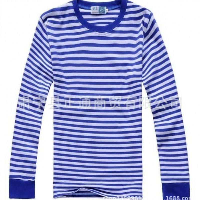 2023 новая осенняя мужская футболка в сине-белую полоску с длинными рукавами, темно-синяя рубашка с круглым вырезом, рубашка в культурном стиле, униформа для мероприятий