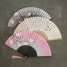 中国风汉服折叠布扇子折扇女复古风跳舞蹈地摊景区工艺品小竹扇子