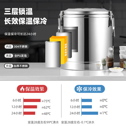 304不锈钢保温桶商用摆摊饭粥桶大容量冰块保温箱出摊茶水冰粉桶