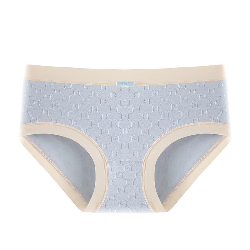 Verano de las mujeres de algodón fino transpirable antibacteriano entrepierna sin costuras media cintura simple Plaid triángulos cortos en stock