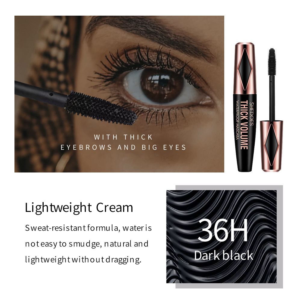SHEDOES transfronterizo Europa y América impermeable fácil de quitar el maquillaje, anti-transpiración, no se despoja, no se despoja de maquillaje, fibra de rollo largo, máscara densa