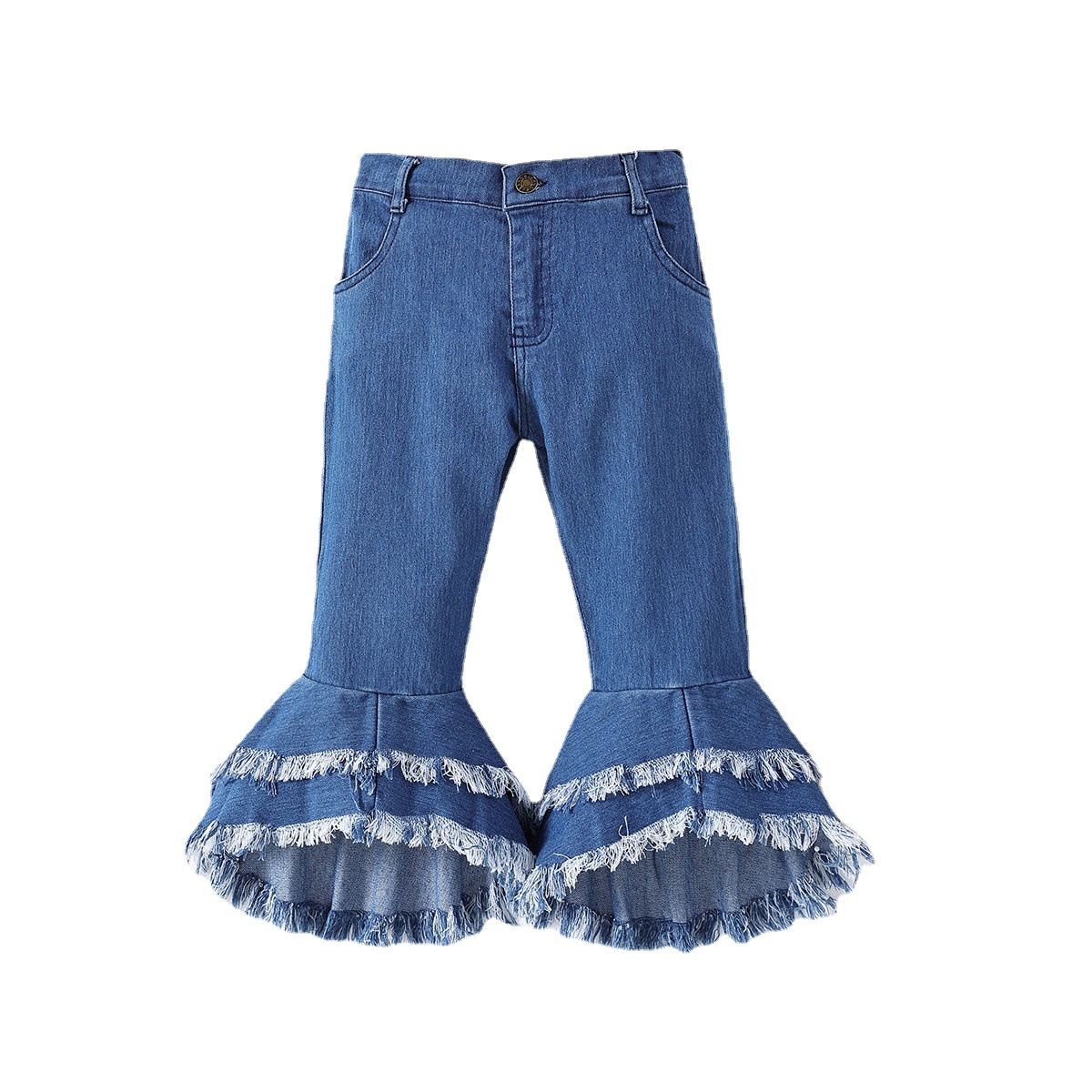 SAMGAMIBABY cross-border children's clothing European and American girls' frayed jeans fashionable spring and autumn children's flared pants