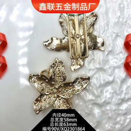 长度63mm金属花朵型合金装饰扣蝴蝶扣吊带泳衣不规则服饰配件