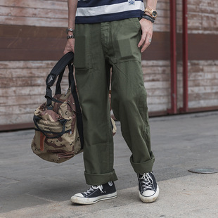 Dingfan NON STOCK Male Waiter OG-107 Straight Pants Men's Heavy 10.5oz Loose Bread Pants