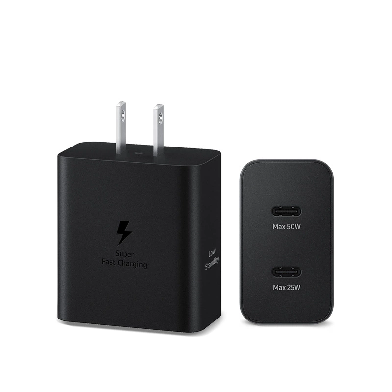 Подходящий для зарядного устройства Samsung 50W американского стандарта S24U быстрая зарядка T5020 с двумя портами type-c PD50W европейская и британская головка зарядного устройства