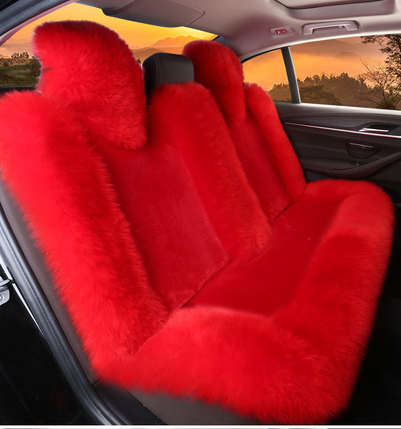 Winter wool car seat cushion plush seat cover pure wool long hair winter wool pad warm thickened car mat popular online