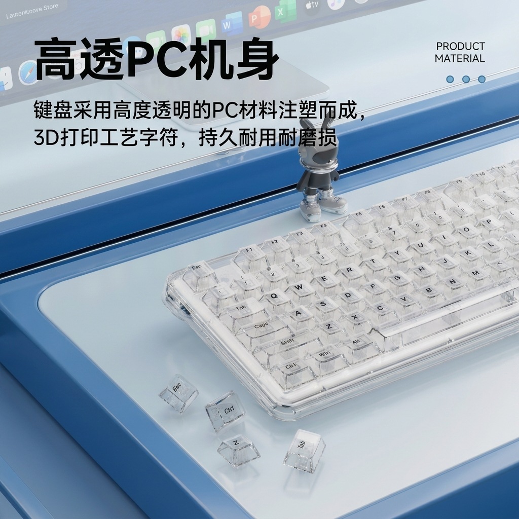 梦族Z99冰块透明无线蓝牙水晶键盘鼠标套装机械电脑女生办公静音