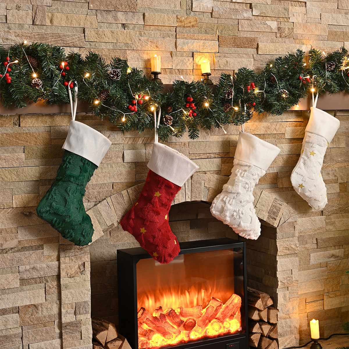 Amazon transfronterizo nuevo calcetines de Navidad Europa y América calcetines de decoración de Navidad bordados de lana fuente de fábrica al por mayor image 1