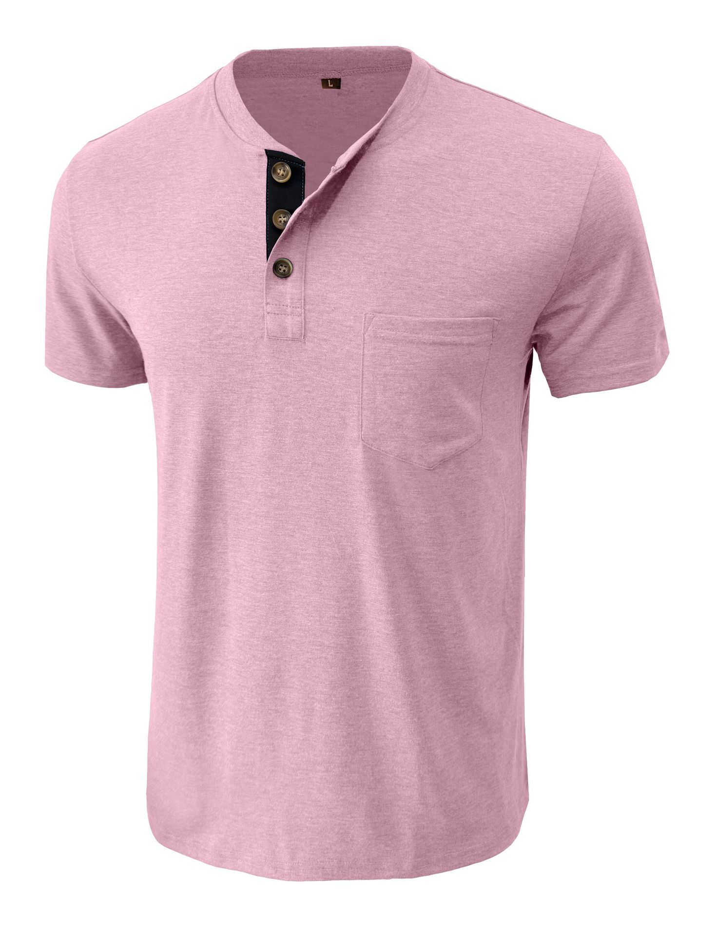 T-shirt henley uomo maniche corte top casual estivo girocollo_voghion.com