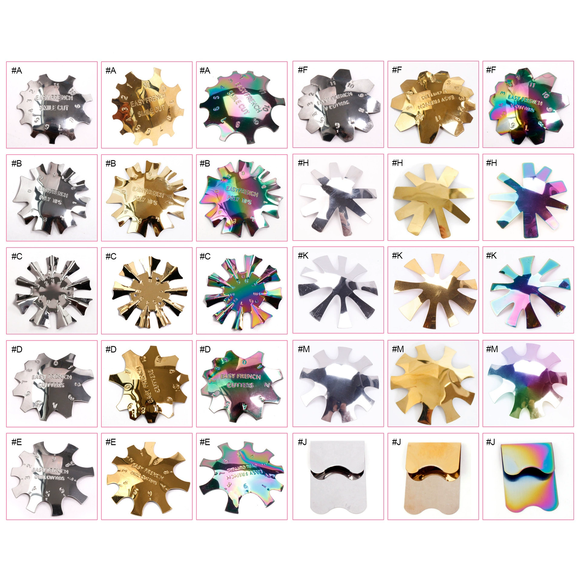 Принадлежности для дизайна ногтей Новый французский дизайн ногтей формованная Стальная Пластина Модель Хрустальное производство ногтей шаблон из нержавеющей стали Выбор KH