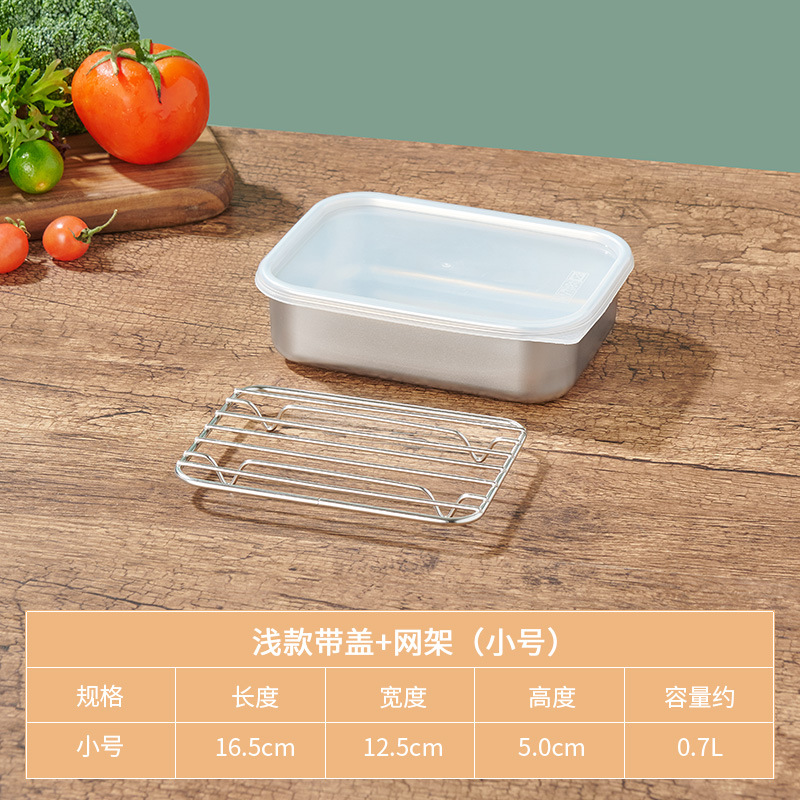 Acero inoxidable crisper hogar sellado grado alimenticio refrigerador con tapa carne de pescado congelado caja refrigerada