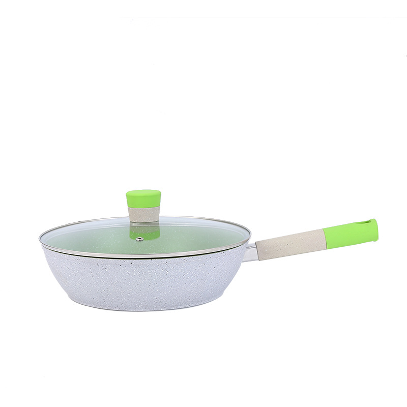 Transfronterizo de seis piezas fluorescente verde sartén aluminio hogar cocina antiadherente pan regalo olla traje