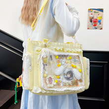 夏新款日系ins高颜值清新甜美糖果色少女透明吧唧痛包轻便斜挎包