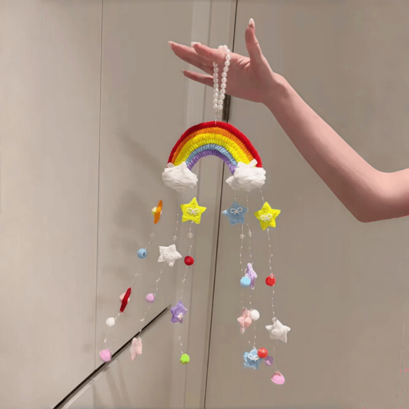 Valentine's Day Rainbow Wind Chime Twist Stick DIY Material Kit Ins-Style Decorative Hanging Ornament Creative Gift for Couples and Best Friends