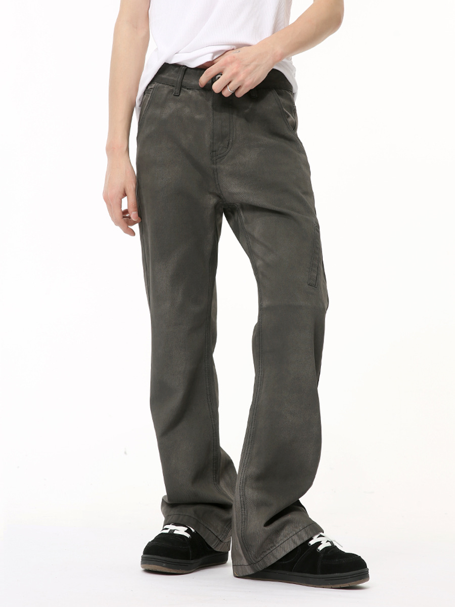 MTLCLOTHES Hombres| 2024 verano nuevos productos de alta calle gris negro gradiente de bolsillo inclinado decoración jeans