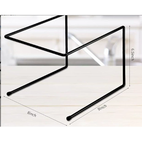 扬昇工艺 Black kitchen pizza table top pan dish place U-shaped iron wire decorative craft tableware rack